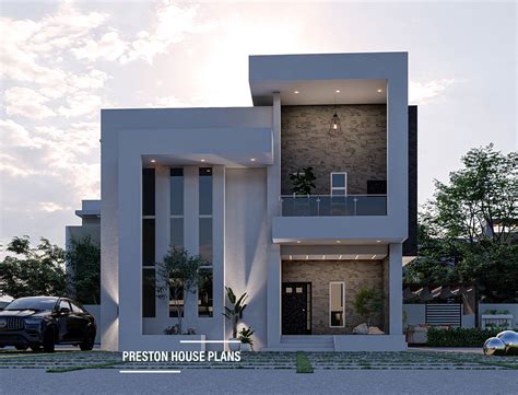 5-bedroom Contemporary Duplex Plan - Preston House Plans