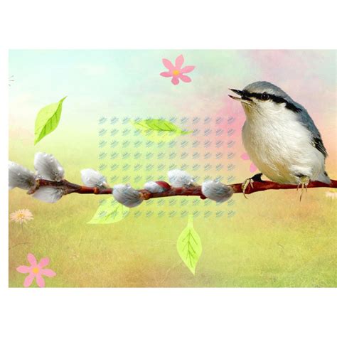 Easter Bird And Pussy Willow Edible Cake Topper