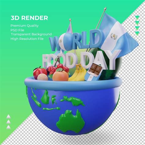 Premium Psd 3d World Food Day Guatemala Rendering Right View