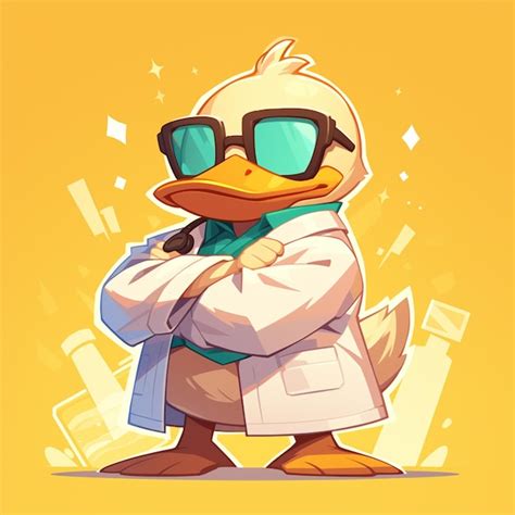 Premium Vector A Hardworking Duck Doctor Cartoon Style