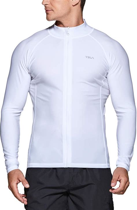 Tsla Clsl Men S Long Sleeve Zip Rash Guard Upf Uv Sun Protection