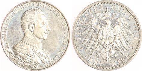 Preussen 3 Mark 1913 A Wilhelm II 1888 1918 Proof MA Shops