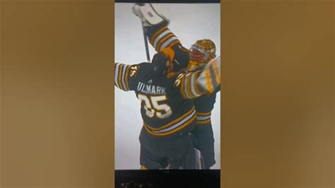 Swayman And Ullmark Goalie Hug Bruins Win 3 1 63 With A Hatty 12323