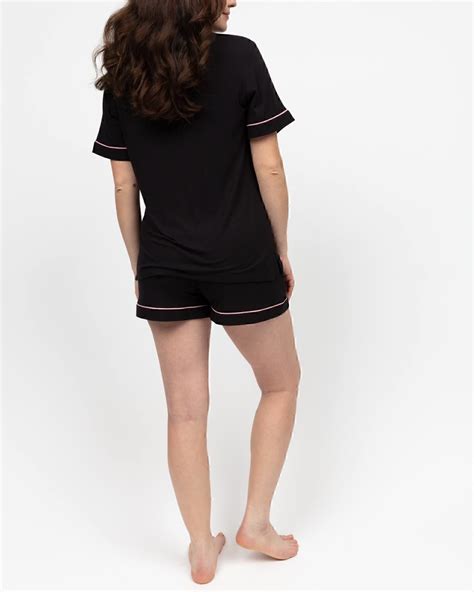 Bonnie Revere Jersey Shorty Set Black TKD Lingerie