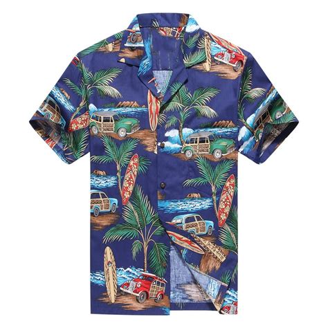 Hawaii Hangover Made In Hawaii Men S Hawaiian Shirt Aloha Shirt Palm Surfboard Car In Blue