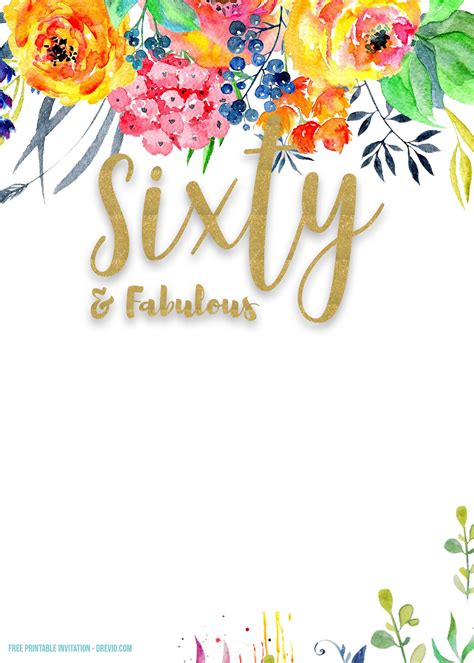 FREE Printable 60th Birthday Invitations Template | FREE Printable ...