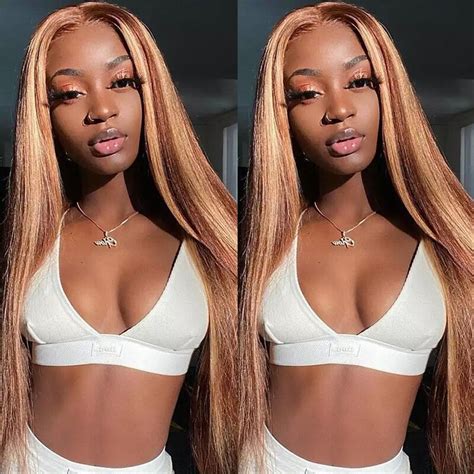 Elesis Density Blonde Highlight Piano Color P Lace Part Wig Human Hair Long Straight