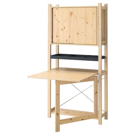 IVAR 1 sec/foldable table/sliding door, pine/felt, 89x30x179 cm - IKEA