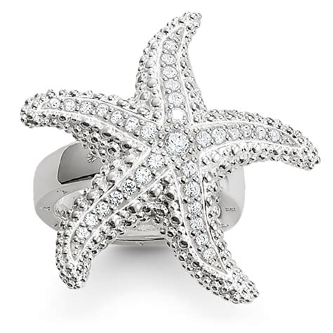 Thomas Sabo Sterling Silver Cubic Zirconia Starfish Ring TR1850 051 6 White