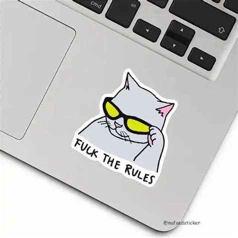 Fuck The Rules Cat Sticker Nufsed Sticker