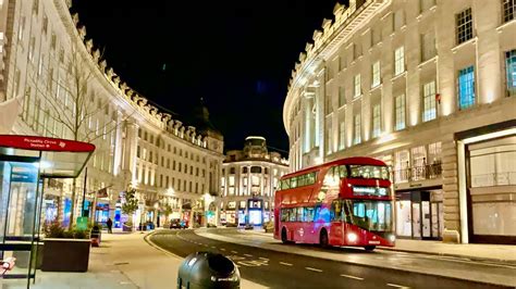 Londons Walking Regent Street At Night Heart Of Business