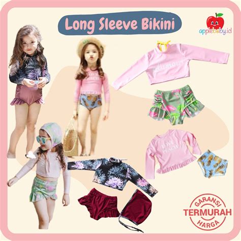 Jual Baju Renang Anak Perempuan Bikini Anak Swimsuit Bayi Baju Renang Lengan Panjang Long Sleeve