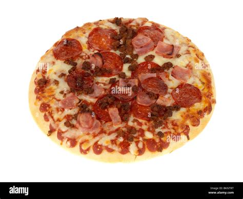 Deep Pan Meat Feast Pizza Stock Photo Alamy