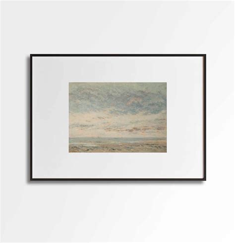 Ocean Horizon Oil Painting Vintage Paint Antique Cloud Study Art ...