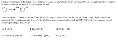 Solved Starting With Benzene And Using Any Other Necessary Chegg