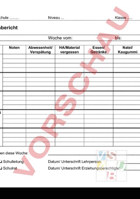 Arbeitsblatt Wochenbericht Administration Methodik Gemischte Themen