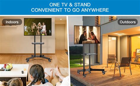 Perlesmith Mobile Tv Cart With Wheels For Inch Flat Curved Screen