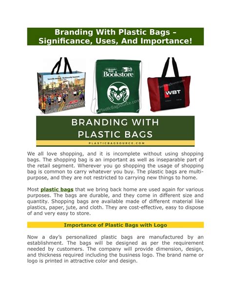 Branding With Plastic Bags Significance Uses And Importance By