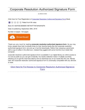 Fillable Online Corporate Resolution Authorized Signature Form