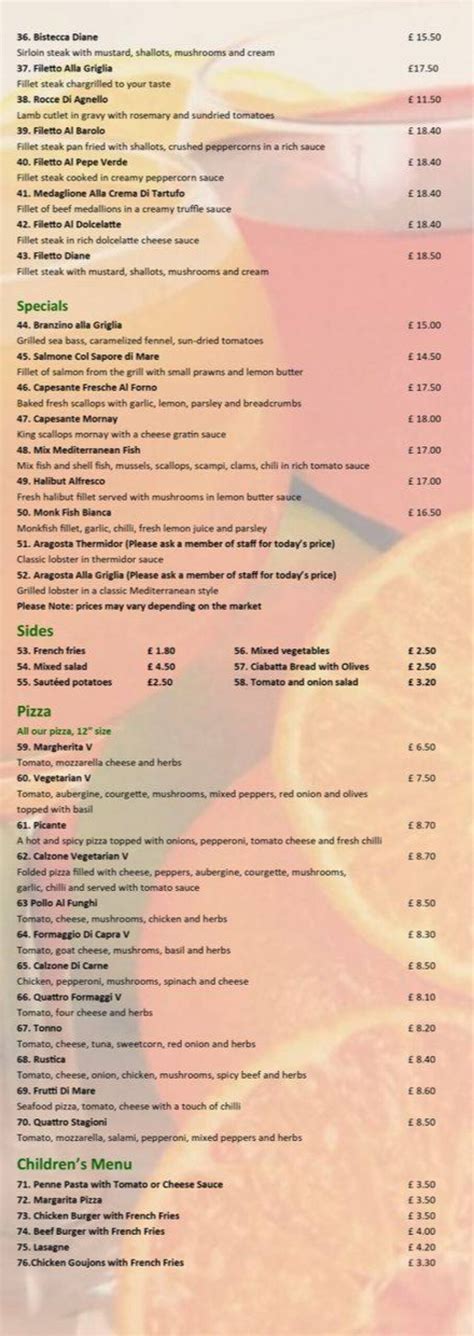 Alfresco Fusion Italian Restaurant Birminghams Full Menu Online