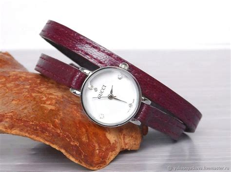 Женские часы на Сливовом браслете из кожи в два оборота купить в ...