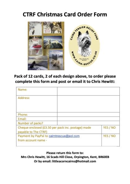 Christmas Cards 2022 And Calendars 2023 Cairn Terrier Relief Fund