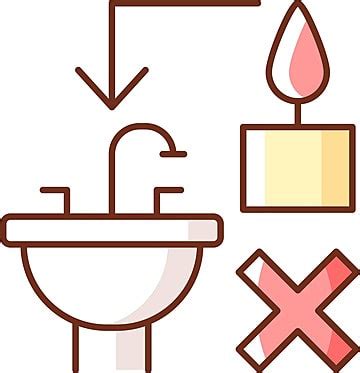 Rgb Color Label Icon For Manual Properly Dispose Of Hot Wax To Avoid Sink Damage Vector Print