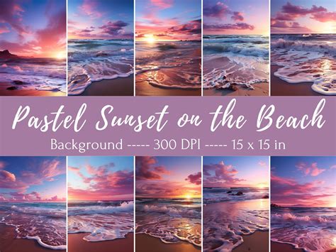 Serene Pastel Sunset Beach Background Digital Download Tranquil Seaside