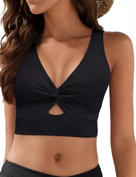Amazon Vivola Bikini Tops For Women Tankini Tops Cropped Knot Twist Cut Out Adjustable