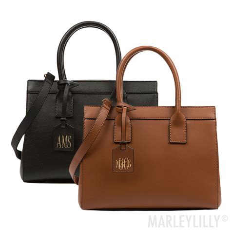 Faux Leather Monogrammed Handbag Monogram Tote Bags Handbag Monogram Handbag