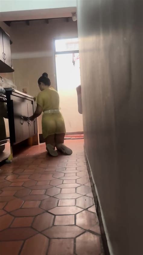 Latina Limpiando Su Casa
