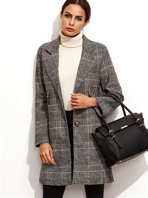 Glen Plaid Single Breasted Coat Emmacloth Women Fast Fashion Online