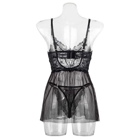Sexy Set Erotic Lingerie Lace Dress Sexy Nightdress Transparent Sensual Babydoll Sleepwear