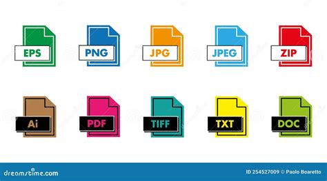 File Type Icon Set Format Of Documents File Extensions Colored File