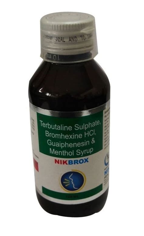 Terbutaline Sulphate Bromhexine Hcl Guaiphenesin And Menthol Syrup At