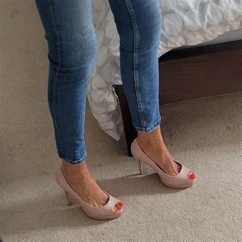 New Look Nude Peep Toe Heels Depop