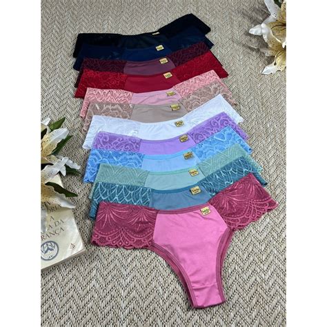 Kit Calcinhas Feminina Conforto Pala Dupla Tanga Lingerie Ref Shopee Brasil