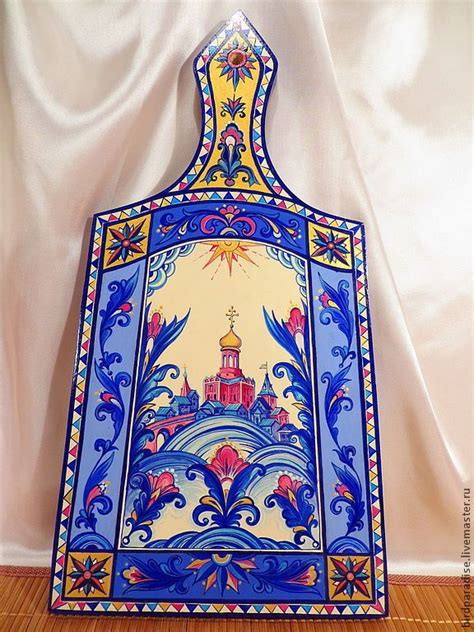 Разделочная доска расписная деревянная . Декоративная посуда – заказать ...