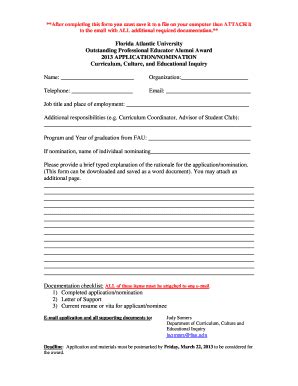 Fillable Online Coe Fau After Completing This Form You Must Save It