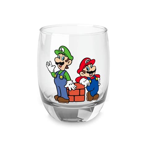 Super Mario Bros Whiskey Glass Mario And Luigi Wine Beer Perfect T Etsy