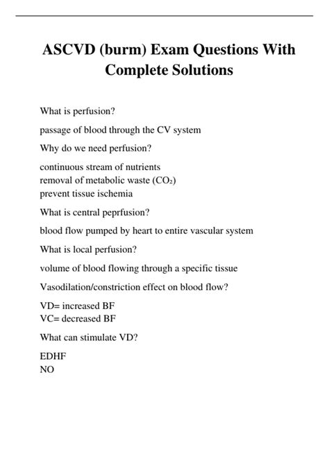 ASCVD (burm) Exam Questions With Complete Solutions - ASCVD - Stuvia US