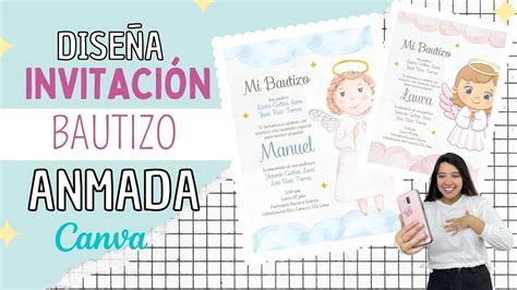 ¿cómo Hacer Invitaciones De Bautizo Animadas I Tutorial En Canva Youtube