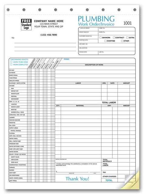 Work Orders Work Order Forms Plumbing Work Order Print Forms