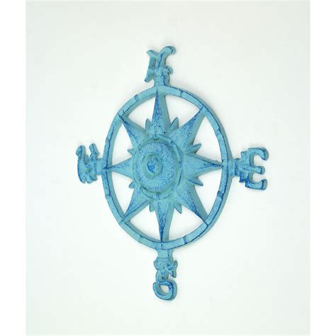 Breakwater Bay Weathered Blue Cast Iron Compass Rose Wall Hanging Wayfair