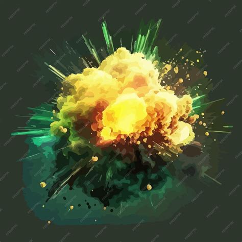 Эффект взрыва с искрами зеленого света и дыма изолированный на заднем ...