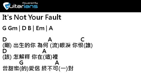 方皓玟 Its Not Your Fault 結他譜 Chord譜 吉他譜 曲 方皓玟 詞 黃偉文