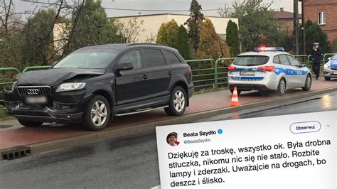 Kolizja kolumny rządowej W samochodzie Beata Szydło TVN24