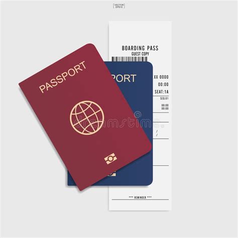 Passport And Boarding Pass Ticket On White Background Vector Stock