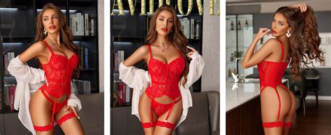 Avidlove Lingerie For Women Lace Corset And Panty Outfits Garter Lingerie Sets Blue Green Xs