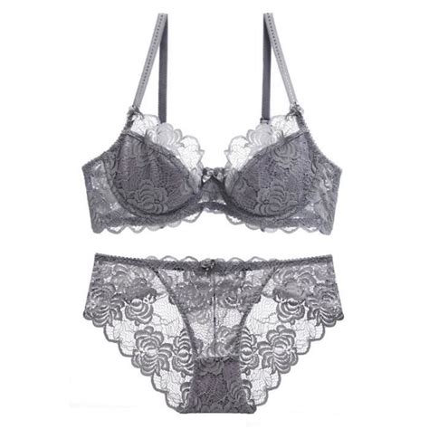 Ensemble Lingerie Femme Dentelle Sexy KJEHOME Gris Maintien Parfait Et Confortable Gris